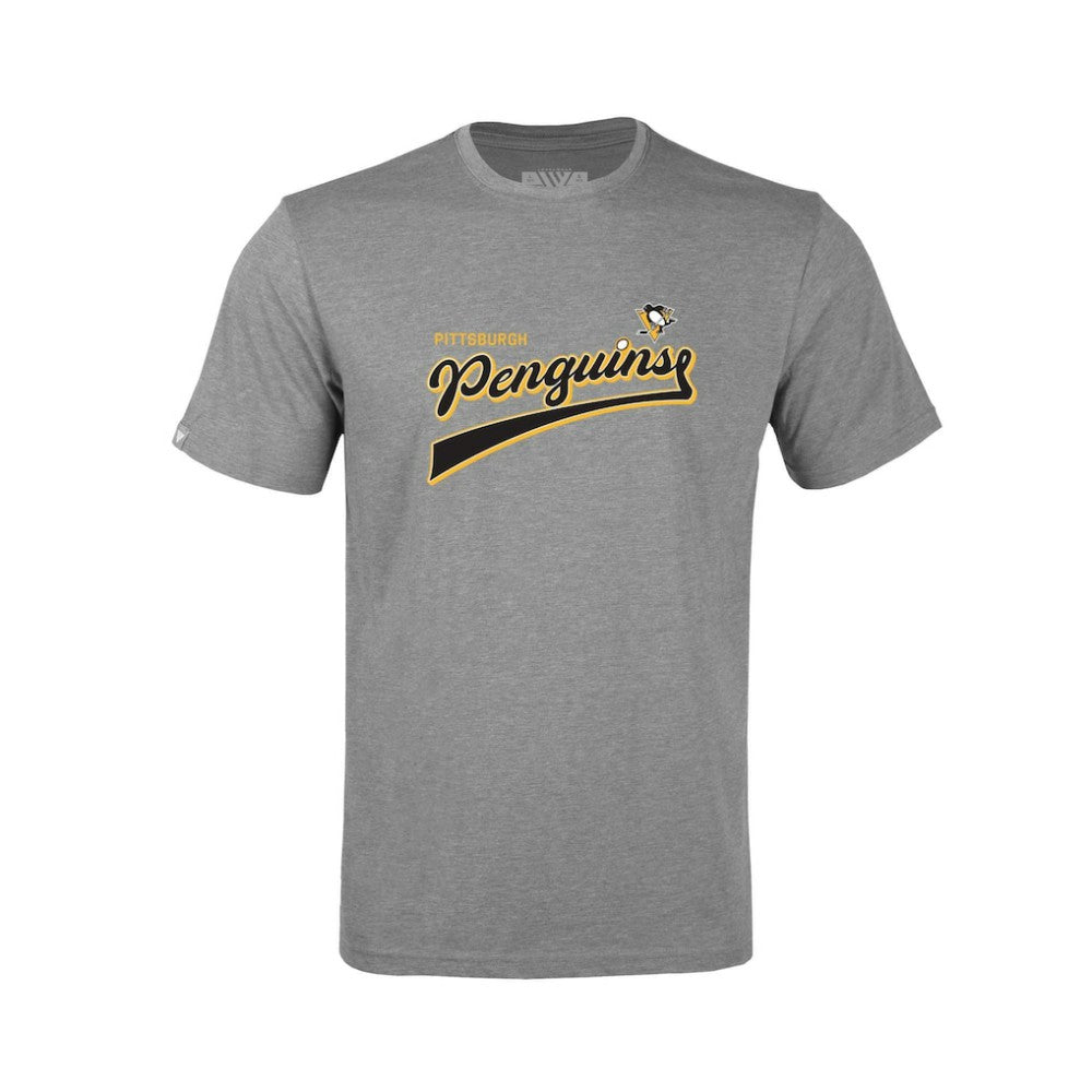 Pittsburgh Penguins Levelwear Youth Little Richmond Retro Script T-Shirt - Heather Gray - NHL