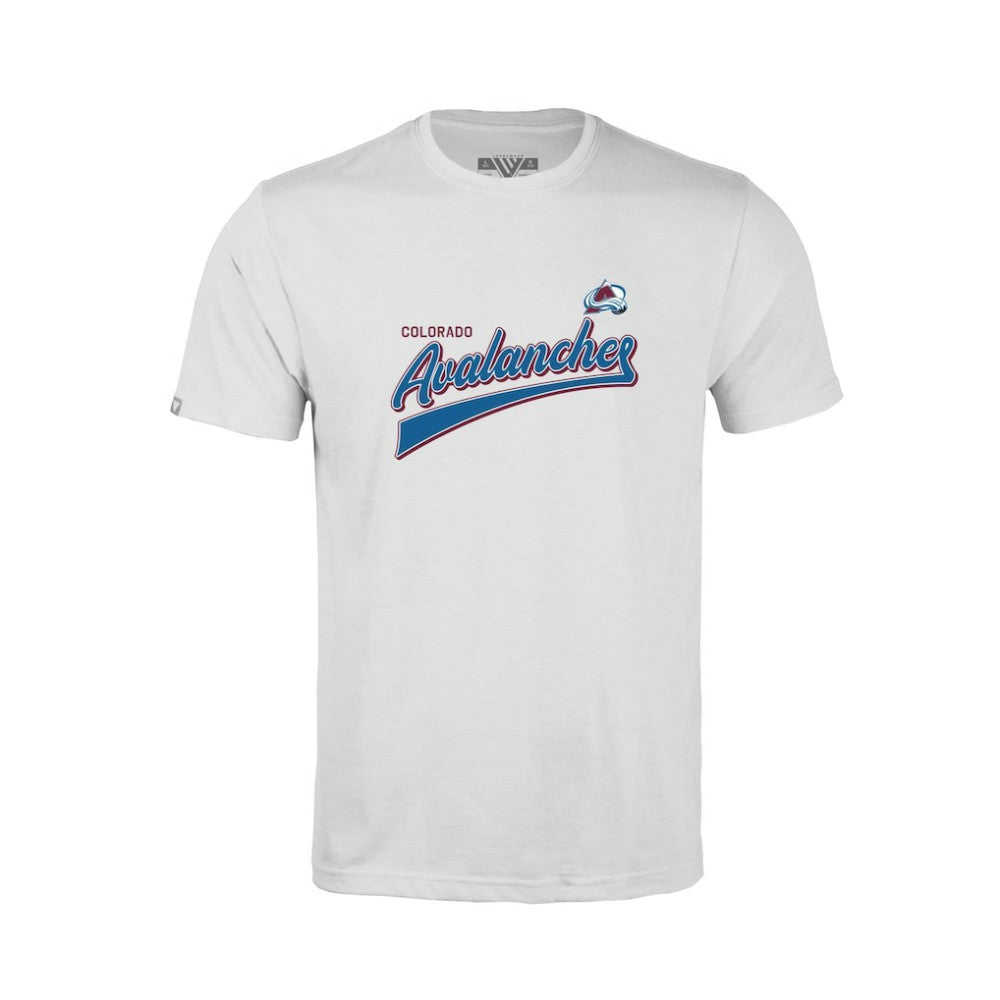 Colorado Avalanche Levelwear Youth Little Richmond Retro Script T-Shirt - White - NHL