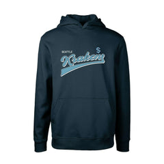 Seattle Kraken Levelwear Youth Podium Retro Script Fleece Pullover Hoodie - Deep Sea Blue - NHL