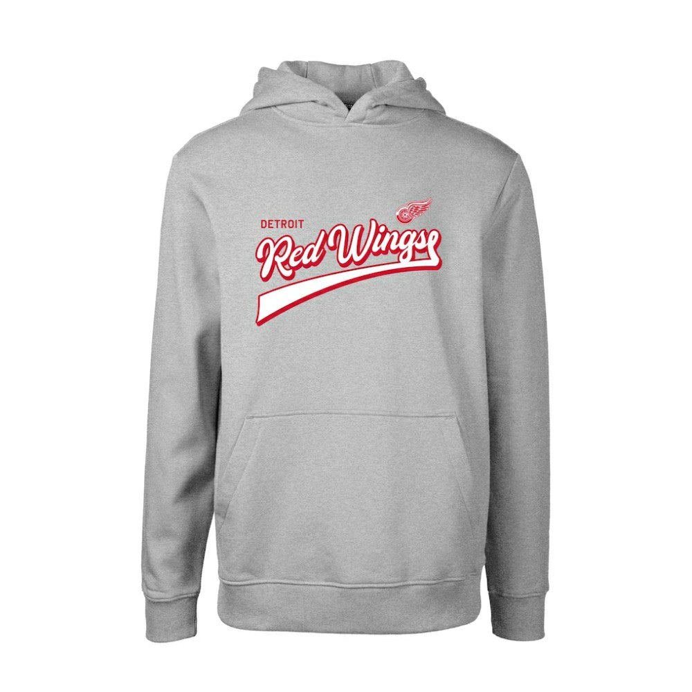 Detroit Red Wings Levelwear Youth Podium Retro Script Fleece Pullover Hoodie - Gray - NHL