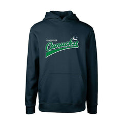 Vancouver Canucks Levelwear Youth Podium Retro Script Fleece Pullover Hoodie - Navy - NHL