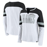 Los Angeles Kings Fanatics Women's Frozen Long Sleeve Notch Neck T-Shirt - White/Black - NHL