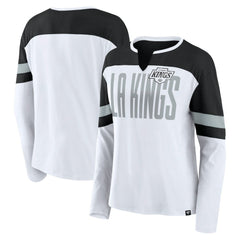 Los Angeles Kings Fanatics Women's Frozen Long Sleeve Notch Neck T-Shirt - White/Black - NHL