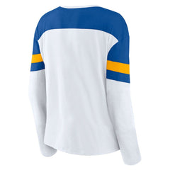 St. Louis Blues Fanatics Women's Frozen Long Sleeve Notch Neck T-Shirt - White/Blue - NHL
