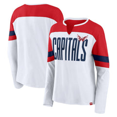 Washington Capitals Fanatics Women's Frozen Long Sleeve Notch Neck T-Shirt - White/Red - NHL