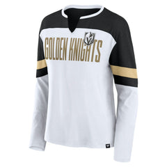 Vegas Golden Knights Fanatics Women's Frozen Long Sleeve Notch Neck T-Shirt - White/Black - NHL
