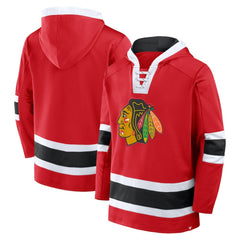 Chicago Blackhawks Fanatics Inside Line Fleece Pullover Hoodie- Red - NHL