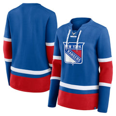 New York Rangers Fanatics Women's Prime Time Lace-Up Long Sleeve T-Shirt - Blue - NHL