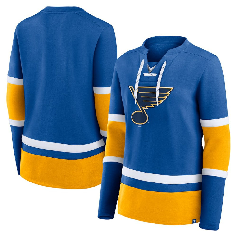 St. Louis Blues Fanatics Women's Prime Time Lace-Up Long Sleeve T-Shirt - Blue - NHL