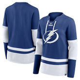 Tampa Bay Lightning Fanatics Women's Prime Time Lace-Up Long Sleeve T-Shirt - Blue - NHL
