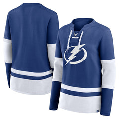 Tampa Bay Lightning Fanatics Women's Prime Time Lace-Up Long Sleeve T-Shirt - Blue - NHL