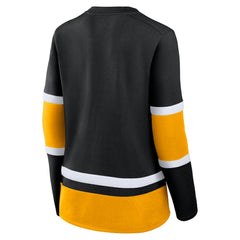 Boston Bruins Fanatics Women's Prime Time Lace-Up Long Sleeve T-Shirt - Black - NHL