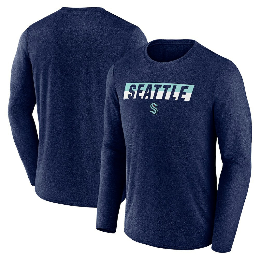 Seattle Kraken Fanatics Transition Long Sleeve T-Shirt - Heather Navy - NHL