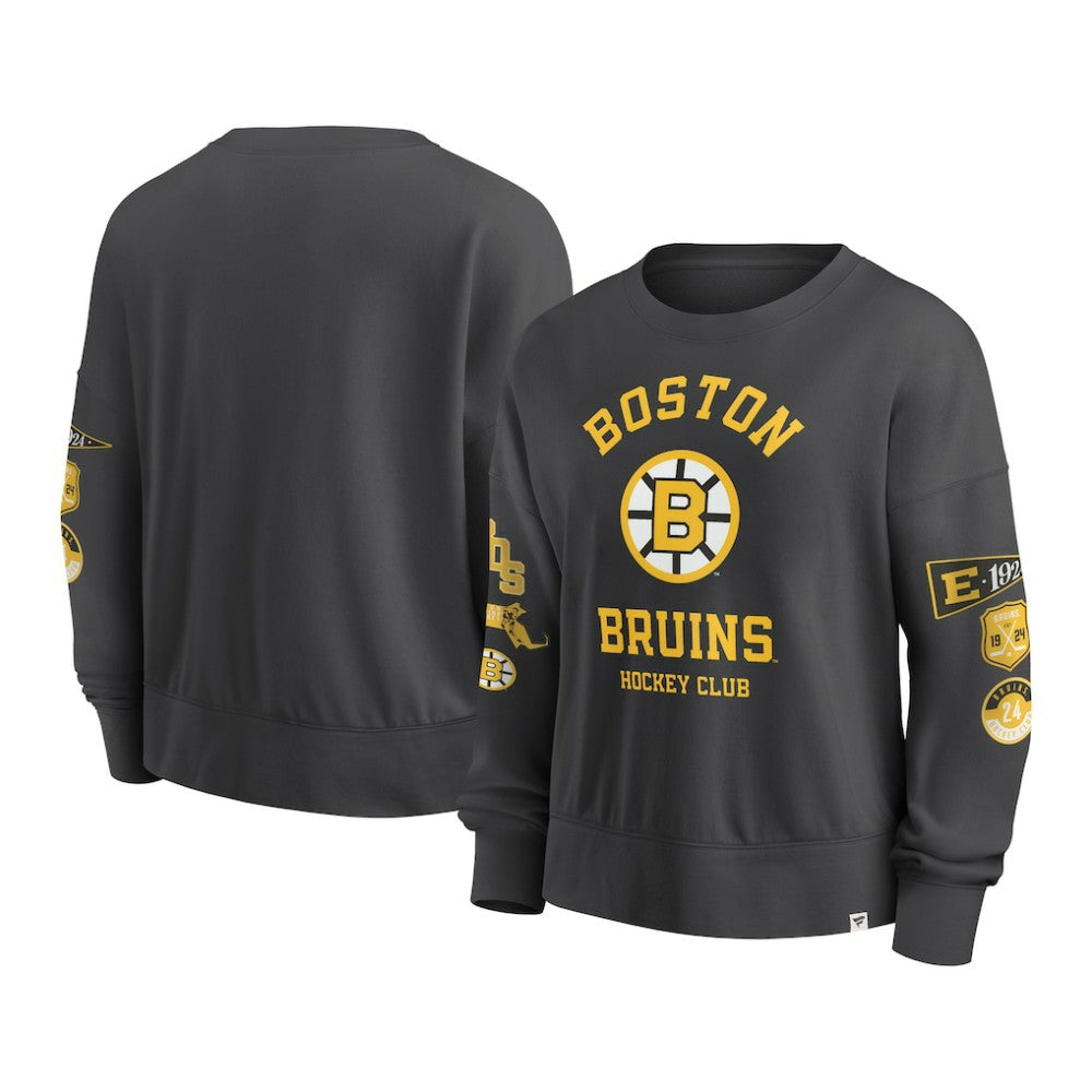 Boston Bruins Fanatics Women's Oversized Vintage Go Team Pullover Sweatshirt - Black - NHL