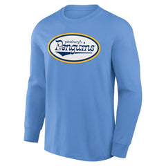 Pittsburgh Penguins Fanatics Vintage Rewind Long Sleeve T-Shirt - Light Blue - NHL