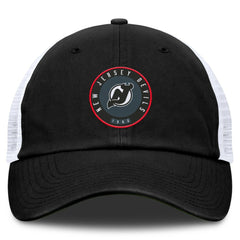 New Jersey Devils Fanatics Averie Trucker Adjustable Hat - Black/White - NHL