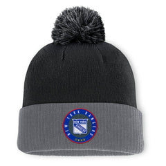 New York Rangers Fanatics Aspyn Cuffed Knit Hat with Pom - Black - NHL