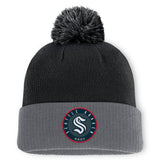 Seattle Kraken Fanatics Aspyn Cuffed Knit Hat with Pom - Black - NHL