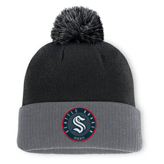 Seattle Kraken Fanatics Aspyn Cuffed Knit Hat with Pom - Black - NHL