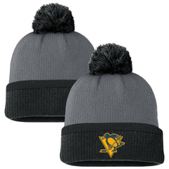 Pittsburgh Penguins Fanatics Women's Cuffed Knit Hat with Pom - Charcoal - NHL
