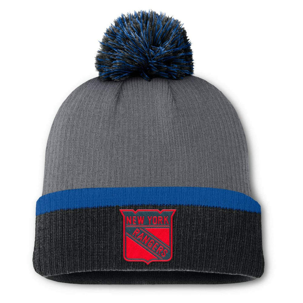 New York Rangers Fanatics Women's Cuffed Knit Hat with Pom - Charcoal - NHL