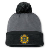 Boston Bruins Fanatics Women's Cuffed Knit Hat with Pom - Charcoal - NHL