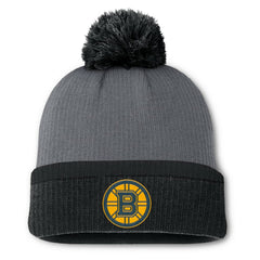 Boston Bruins Fanatics Women's Cuffed Knit Hat with Pom - Charcoal - NHL