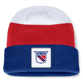New York Rangers Fanatics Heritage Showboat Color-Block Cuffed Knit Hat - Blue/Red - NHL
