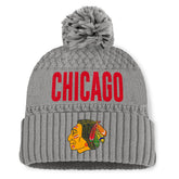 Chicago Blackhawks Fanatics Women's Heritage Tilly Cuffed Knit Hat with Pom - Gray - NHL