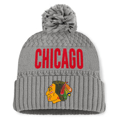 Chicago Blackhawks Fanatics Women's Heritage Tilly Cuffed Knit Hat with Pom - Gray - NHL