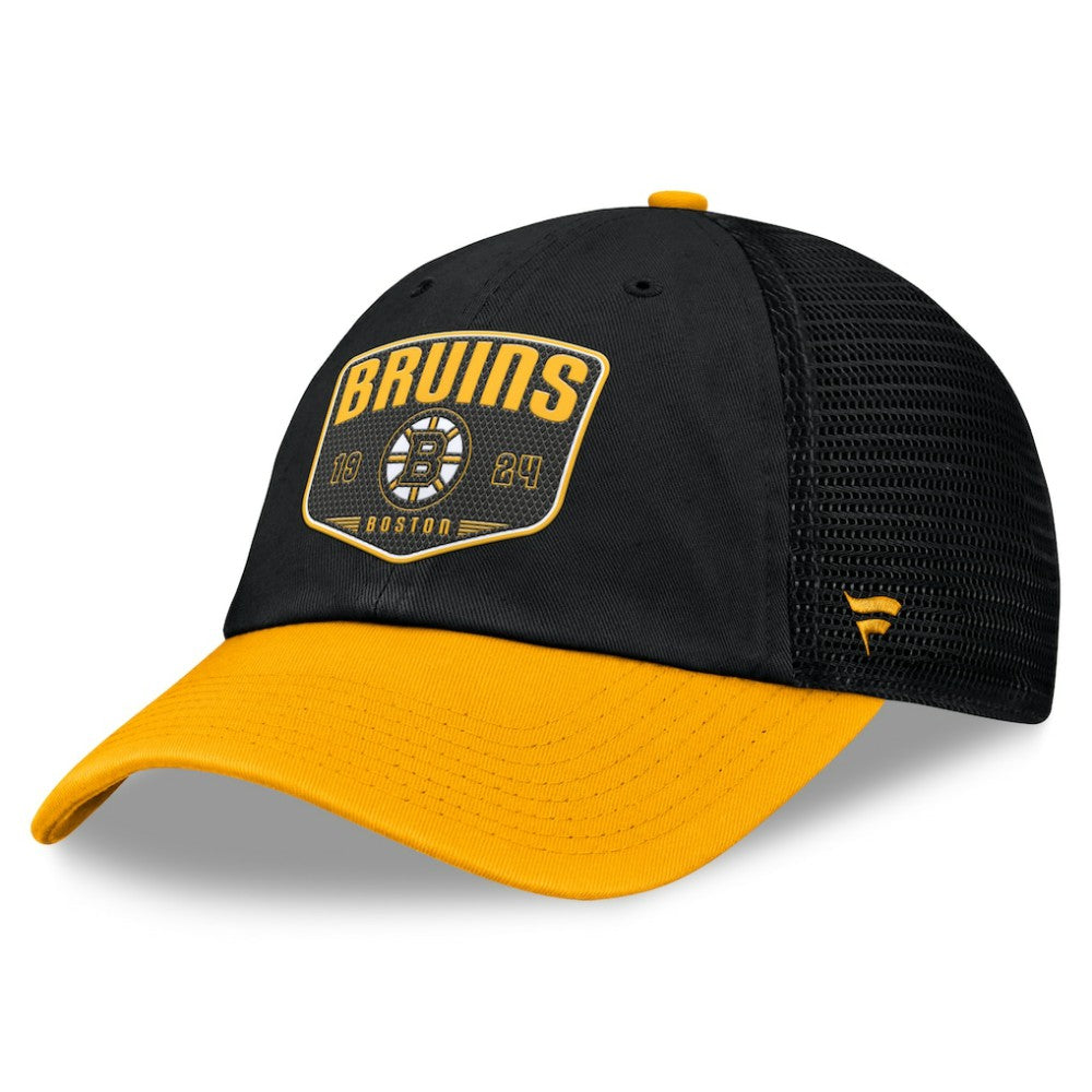 Boston Bruins Fanatics Fundamental One-Time Trucker Adjustable Hat - Black - NHL