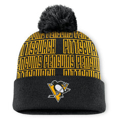 Pittsburgh Penguins Fanatics Fundamental Empty Net Cuffed Knit Hat with Pom - Black - NHL
