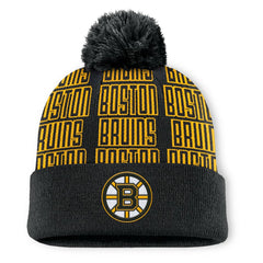 Boston Bruins Fanatics Fundamental Empty Net Cuffed Knit Hat with Pom - Black - NHL