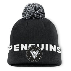 Pittsburgh Penguins Fanatics Fundamental High Stick Cuffed Knit Hat with Pom - Black - NHL