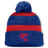 New York Rangers Fanatics Fundamental Red Line Cuffed Knit Hat with Pom - Navy - NHL
