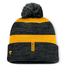 Pittsburgh Penguins Fanatics Fundamental Red Line Cuffed Knit Hat with Pom - Black - NHL