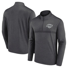 Los Angeles Kings Logo Athletic Head-to-Head Raglan Quarter-Zip Top - Heather Charcoal - NHL