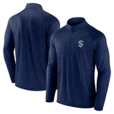 Seattle Kraken Logo Athletic Head-to-Head Raglan Quarter-Zip Top - Navy - NHL