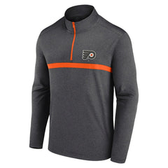 Philadelphia Flyers Logo Athletic Head-to-Head Raglan Quarter-Zip Top - Heather Charcoal - NHL