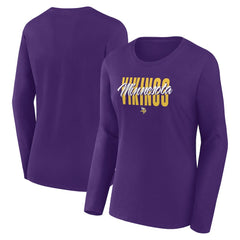 Minnesota Vikings Logo Athletic Women's Grip Long Sleeve T-Shirt Purple | NFL