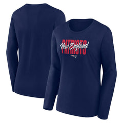 New England Patriots Logo Athletic Women's Grip Long Sleeve T-Shirt Navy | NFL