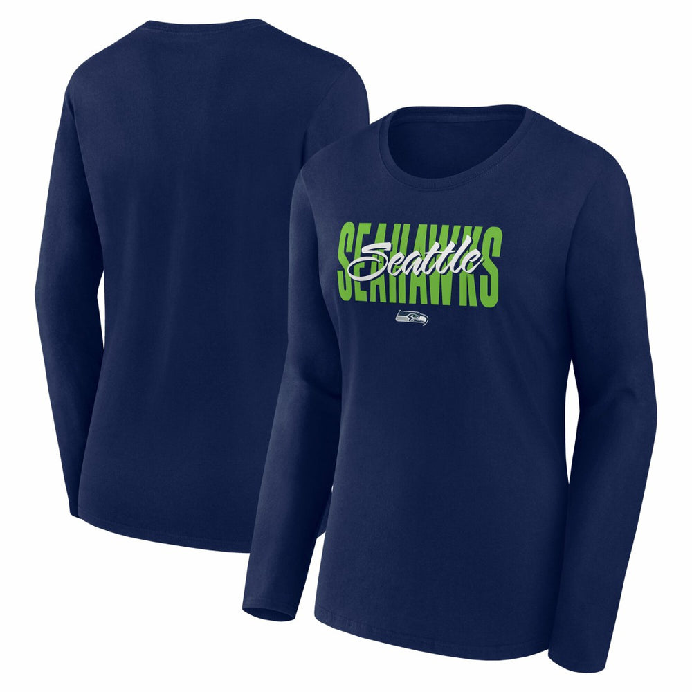 Seattle Seahawks Logo Athletic Women's Grip Long Sleeve T-Shirt College Navy | NFL