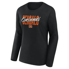 Cincinnati Bengals Logo Athletic Women's Grip Long Sleeve T-Shirt Black | NFL