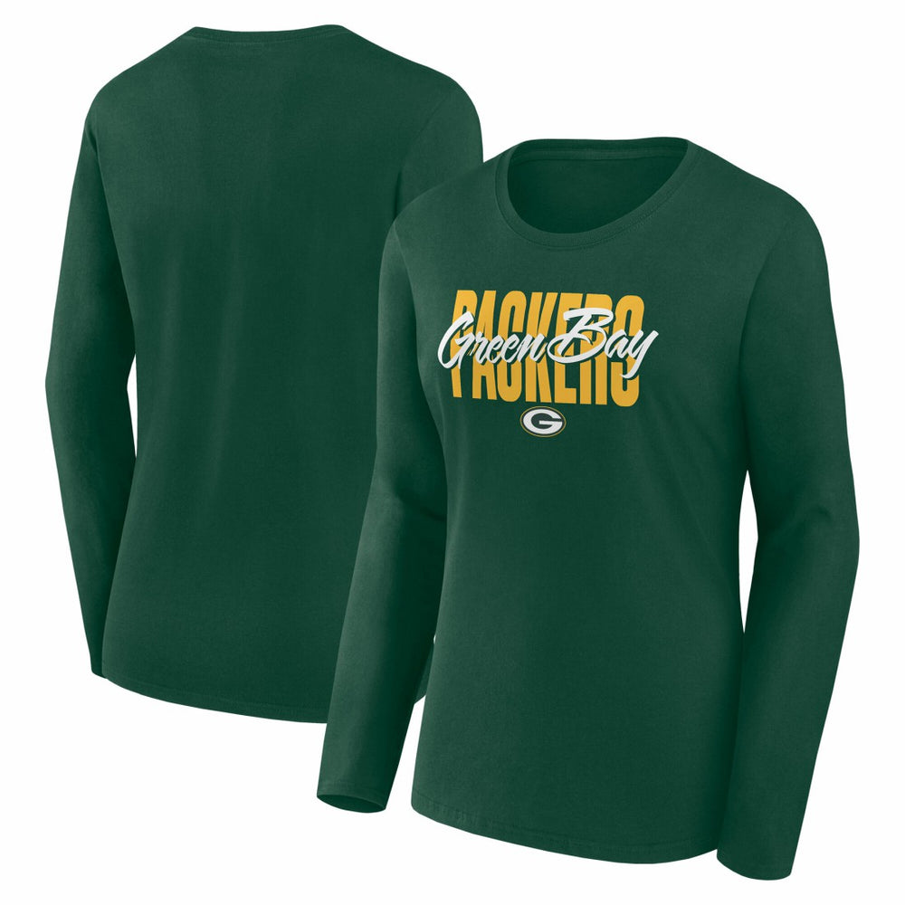Green Bay Packers Logo Athletic Women's Grip Long Sleeve T-Shirt Green | NFL