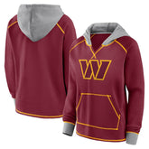 Washington Commanders Logo Athletic Women's Boom Fleece Pullover V-Neck Hoodie Burgundy | NFL