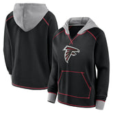 Atlanta Falcons Logo Athletic Women's Boom Fleece Pullover V-Neck Hoodie Black | NFL