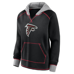 Atlanta Falcons Logo Athletic Women's Boom Fleece Pullover V-Neck Hoodie Black | NFL