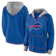 Buffalo Bills Logo Athletic Women's Boom Fleece Pullover V-Neck Hoodie Royal | NFL