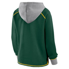 Green Bay Packers Logo Athletic Women's Boom Fleece Pullover V-Neck Hoodie Green | NFL