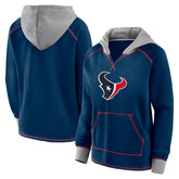 Houston Texans Logo Athletic Women's Boom Fleece Pullover V-Neck Hoodie Navy | NFL